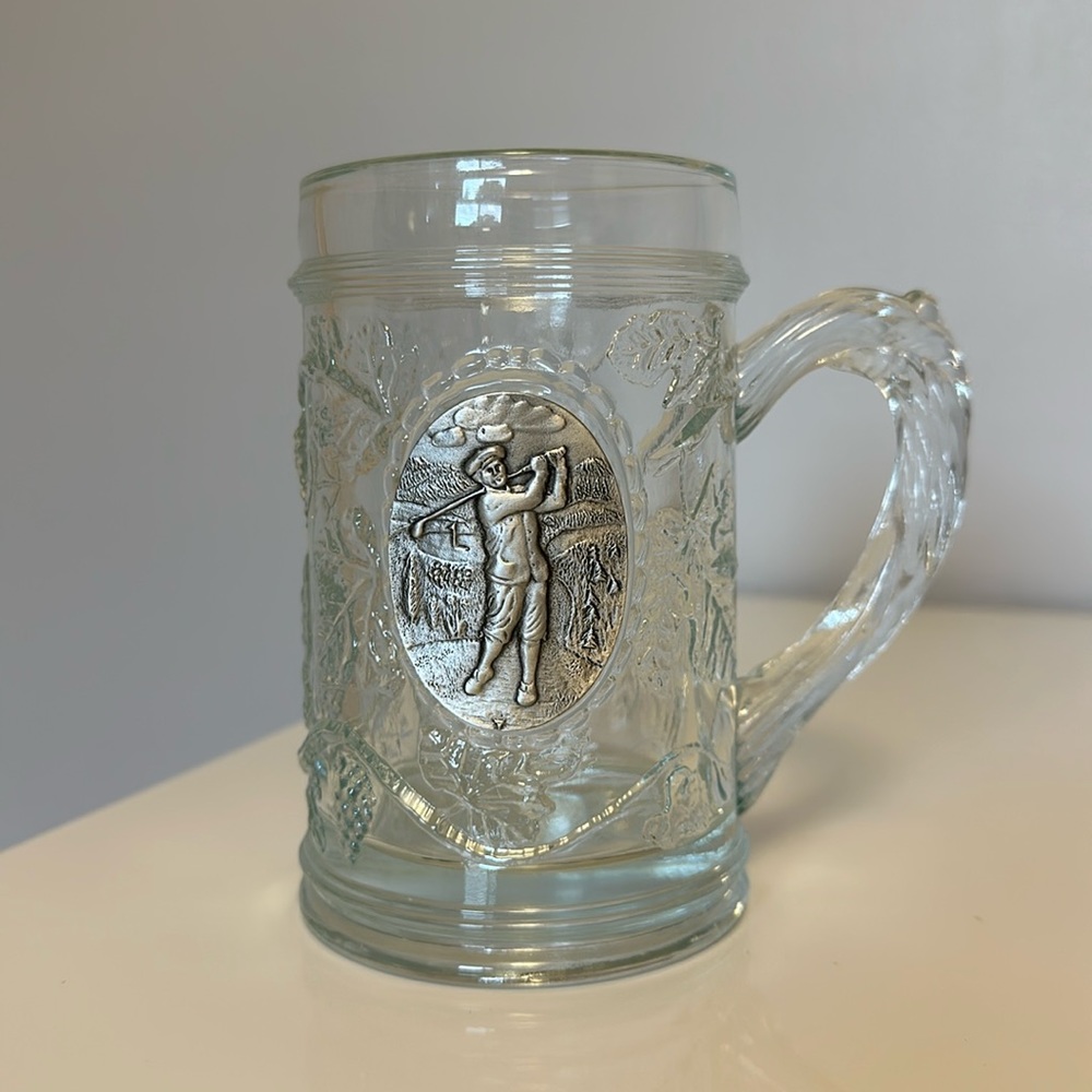 Vintage Golf Glass Beer Stein Mug